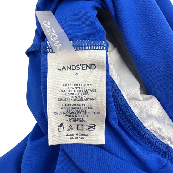 Lands End Womens Blue Tankini Swim Top With Padded Cups & Racerback Style Size 4 - Picture 6 of 8